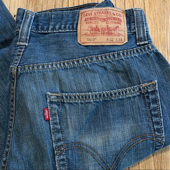 VINTAGE LEVIS Jeans 569 Loose Straight Fit Dark Wash Red Tab - Picture 6 of 6